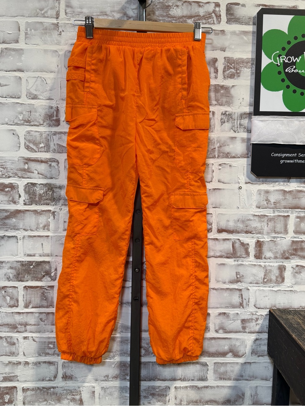 Kids Bright Orange Cargo Jogger Pants - Elastic Waist & Cuffs